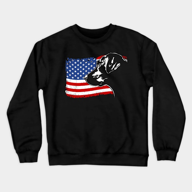 Proud Labrador Lab American Flag patriotic dog Crewneck Sweatshirt by wilsigns